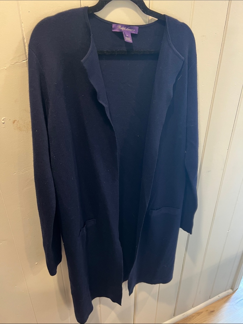 Ralph Lauren Purple Label Dark Navy Open-Front Long Cardigan Cashmere/Silk